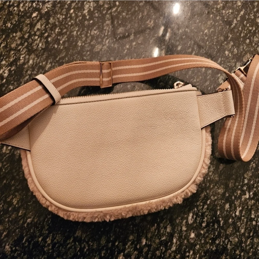 Kate Spade Cream Crossbody Bag with Fluffy Sherpa Texture